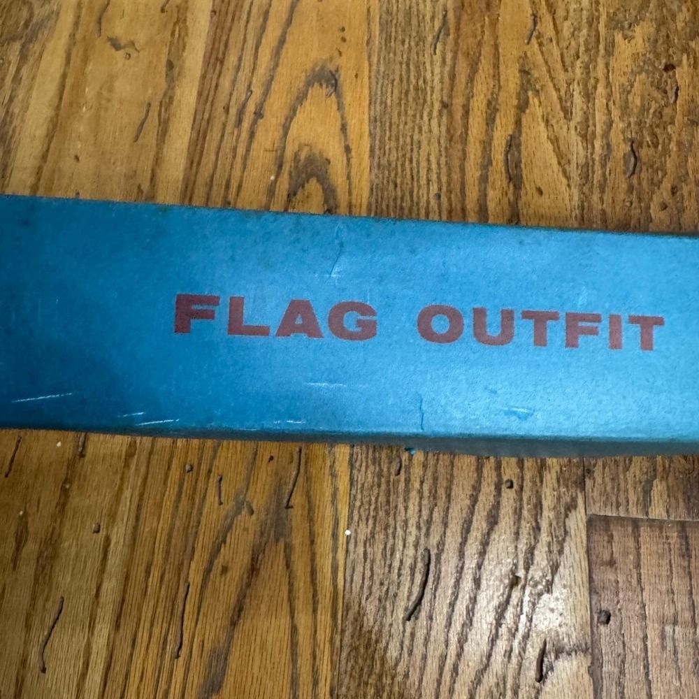 Vintage 50 Star American Flag w/ Original Box Blue Wood Pole Montgomery Ward 3x5 - Picture 9 of 15